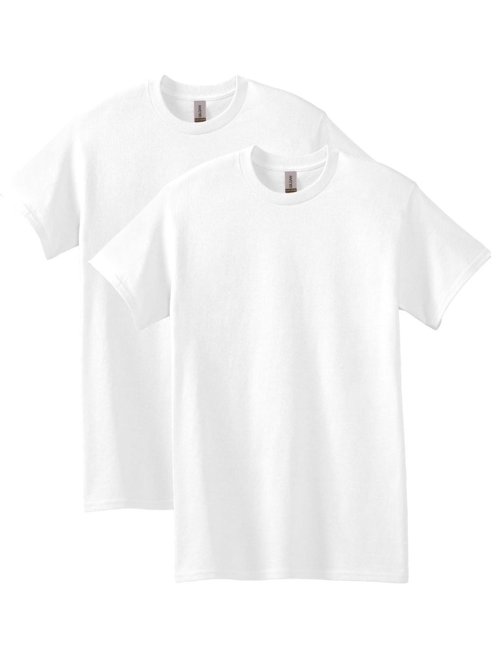 Gildan Heavy Cotton G5000 NWT White Short Sleeve Crewneck T-Shirt - 2 Pack